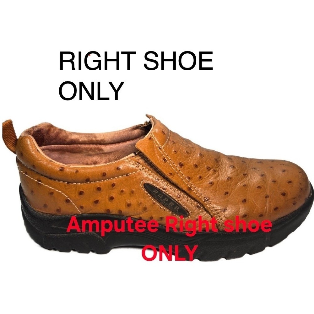 Roper Mens Ostrich Print Faux Leather Performance RIGHT SHOE ONLY 11 Amputee